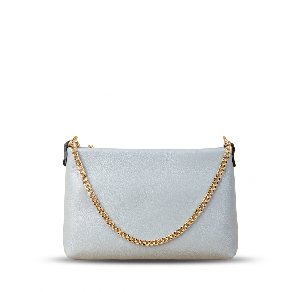 BORSA POCHETTE CLASSICA CON CHIUSURA A ZIP E MANICO A CATENA