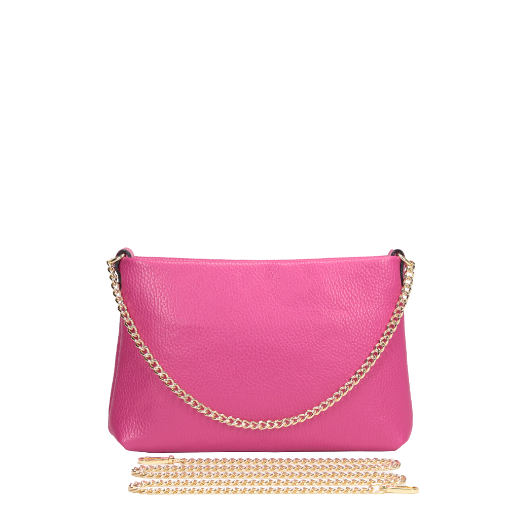 BORSA POCHETTE CLASSICA CON CHIUSURA A ZIP E MANICO A CATENA
