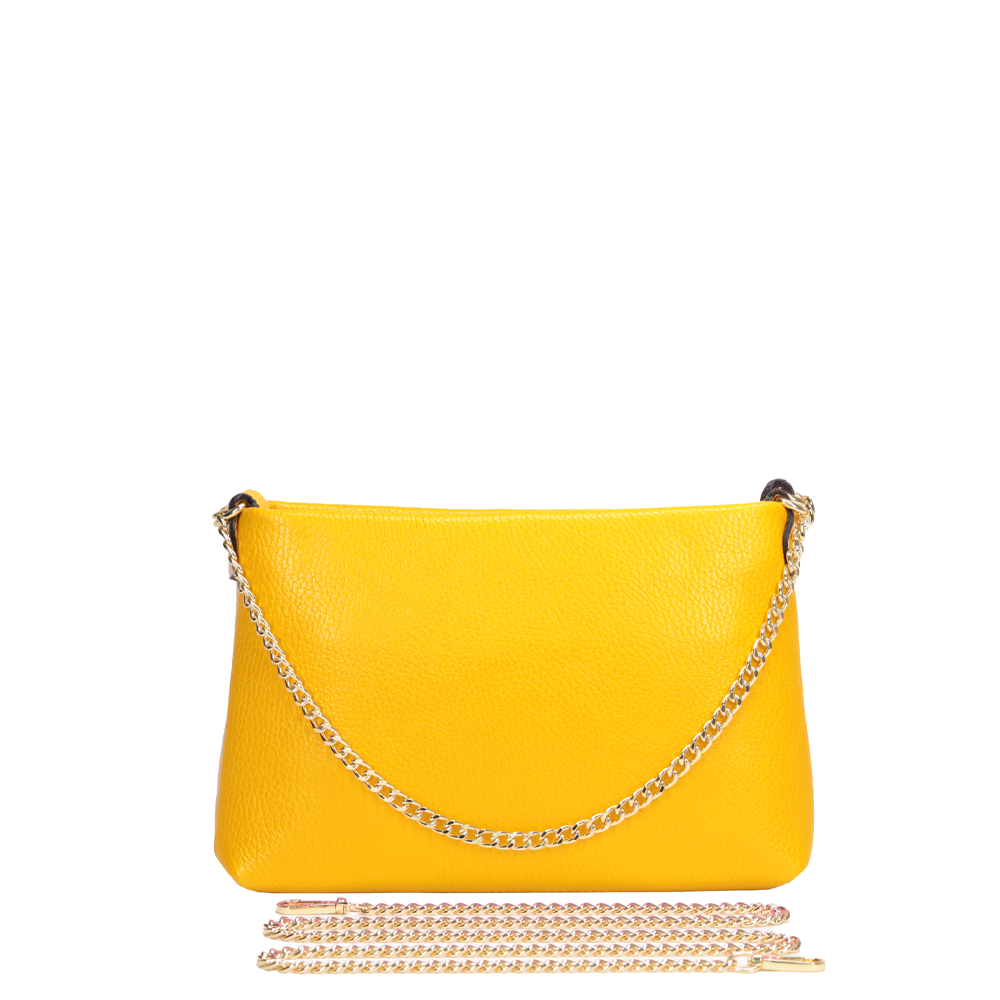 BORSA POCHETTE CLASSICA CON CHIUSURA A ZIP E MANICO A CATENA