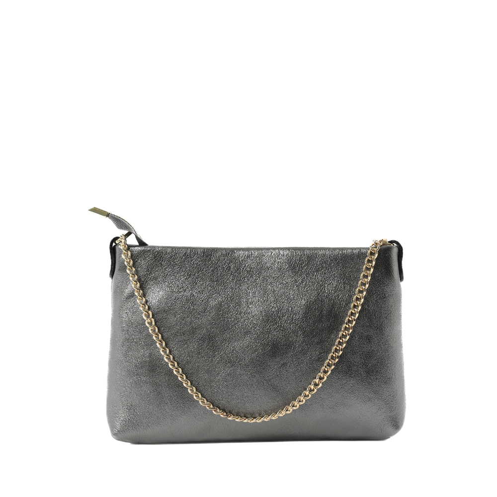 BORSA POCHETTE CLASSICA CON CHIUSURA A ZIP E MANICO A CATENA