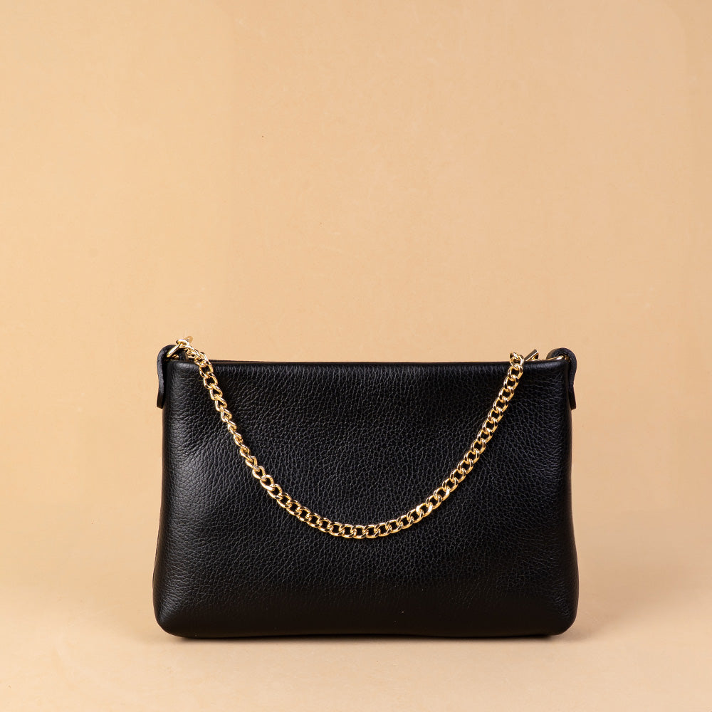 BORSA POCHETTE CLASSICA CON CHIUSURA A ZIP E MANICO A CATENA