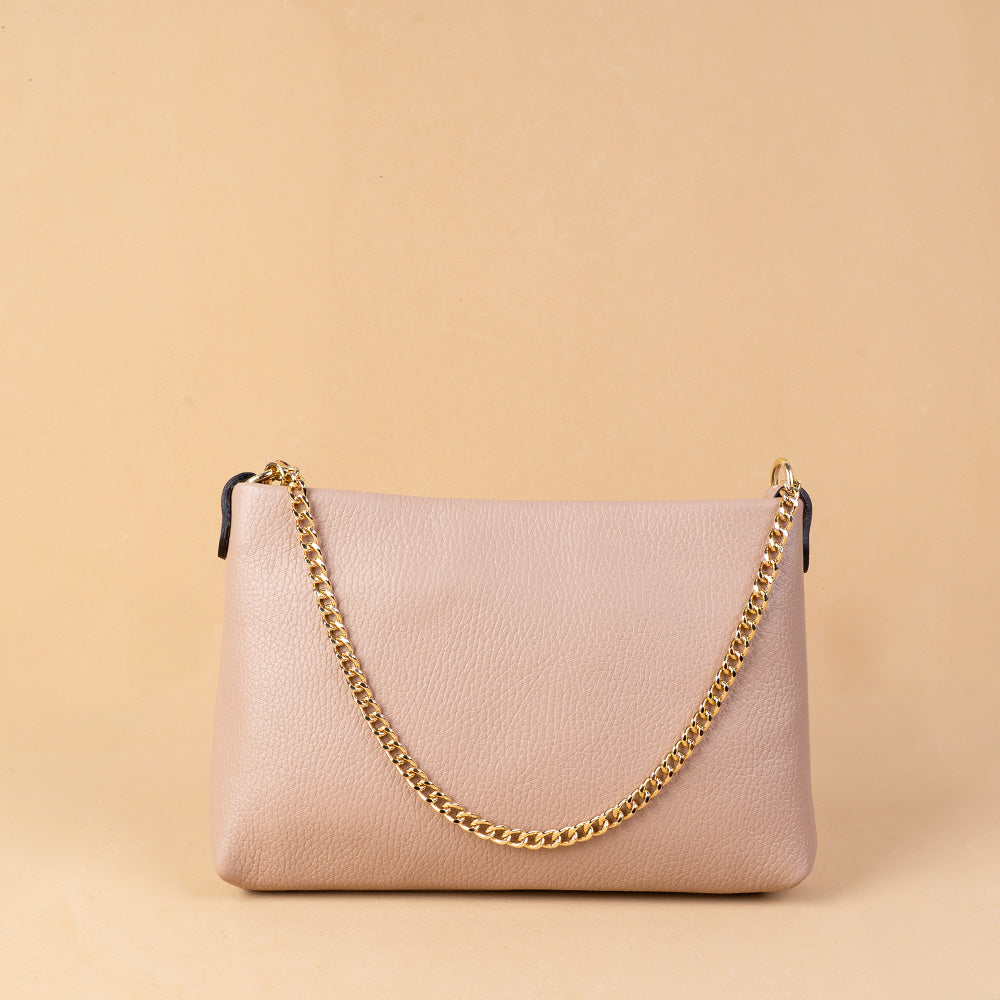 BORSA POCHETTE CLASSICA CON CHIUSURA A ZIP E MANICO A CATENA