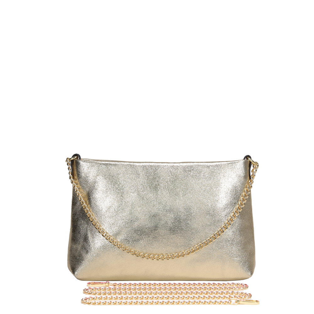 BORSA POCHETTE CLASSICA CON CHIUSURA A ZIP E MANICO A CATENA