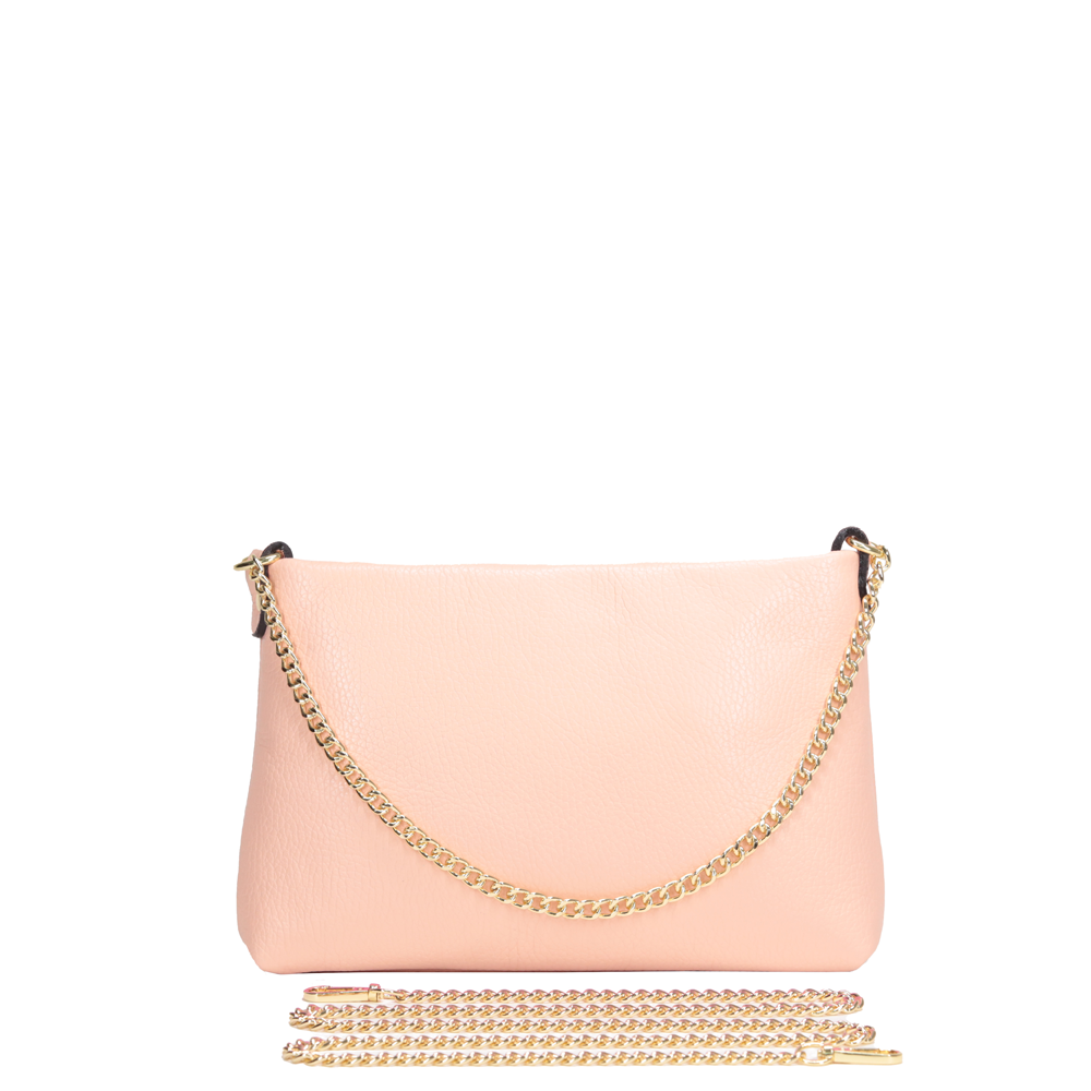 BORSA POCHETTE CLASSICA CON CHIUSURA A ZIP E MANICO A CATENA