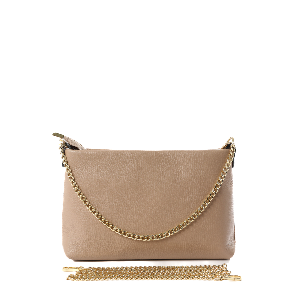 BORSA POCHETTE CLASSICA CON CHIUSURA A ZIP E MANICO A CATENA