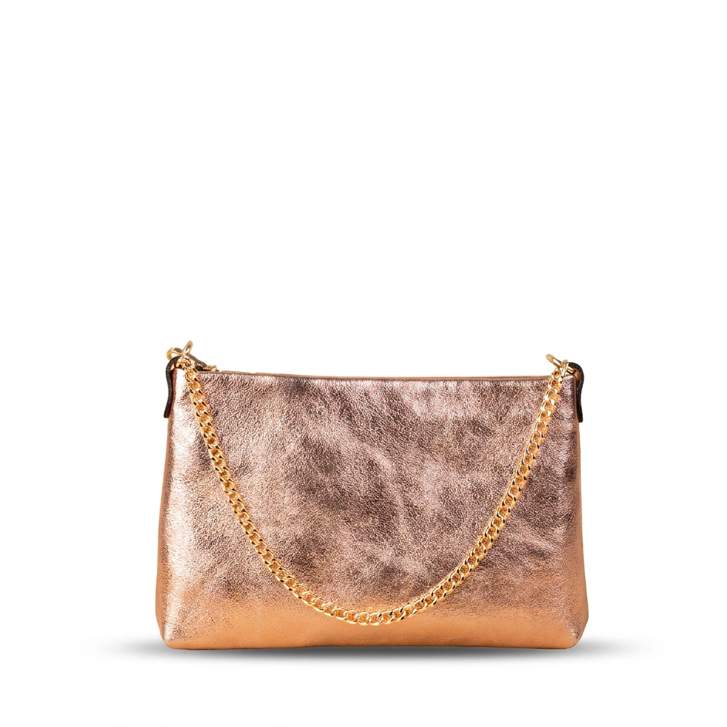 BORSA POCHETTE CLASSICA CON CHIUSURA A ZIP E MANICO A CATENA