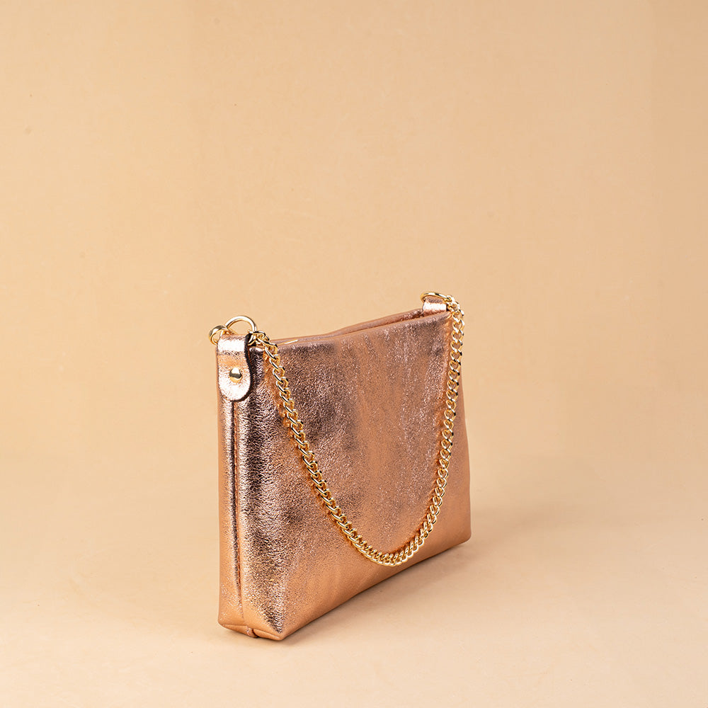 BORSA POCHETTE CLASSICA CON CHIUSURA A ZIP E MANICO A CATENA