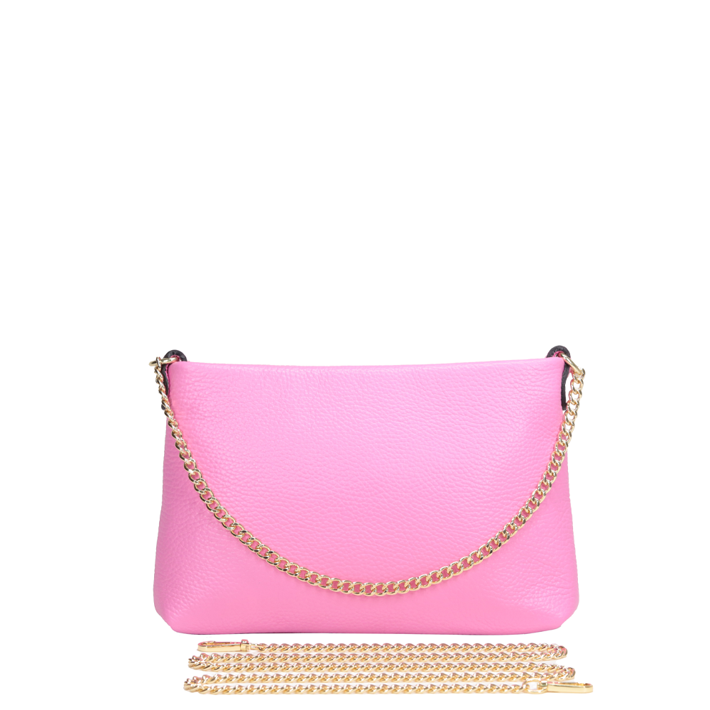 BORSA POCHETTE CLASSICA CON CHIUSURA A ZIP E MANICO A CATENA