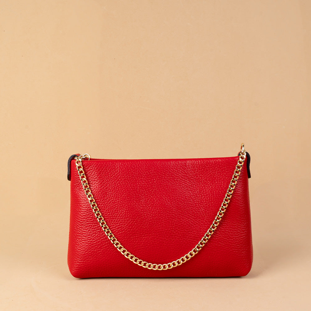 BORSA POCHETTE CLASSICA CON CHIUSURA A ZIP E MANICO A CATENA