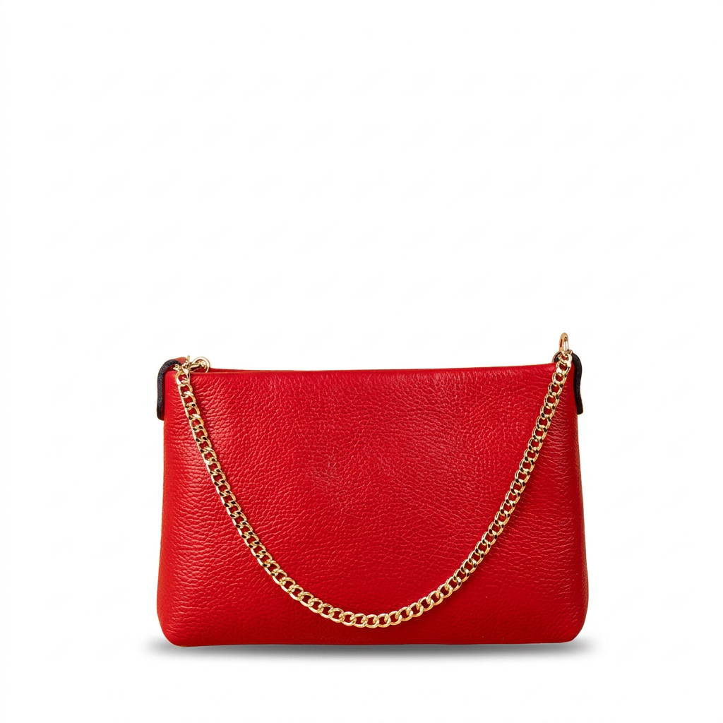 BORSA POCHETTE CLASSICA CON CHIUSURA A ZIP E MANICO A CATENA