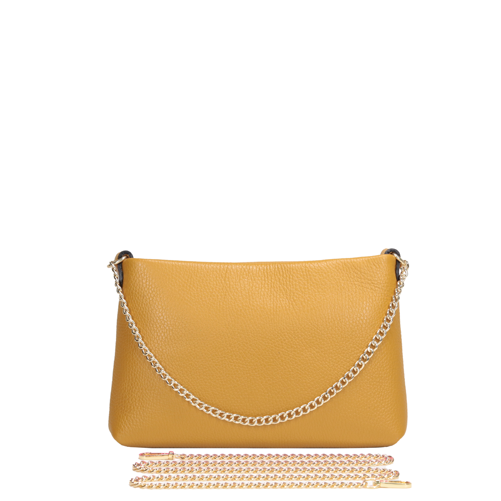 BORSA POCHETTE CLASSICA CON CHIUSURA A ZIP E MANICO A CATENA