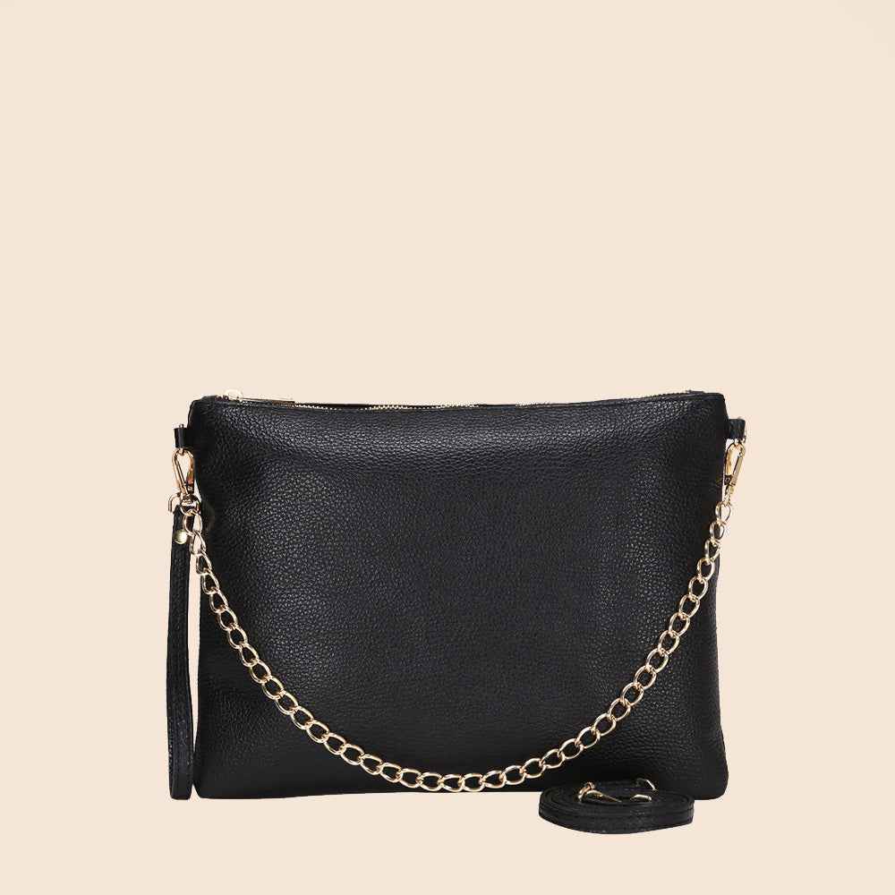 BORSA POCHETTE GRANDE RETTANGOLARE CLASSICA CON ZIP