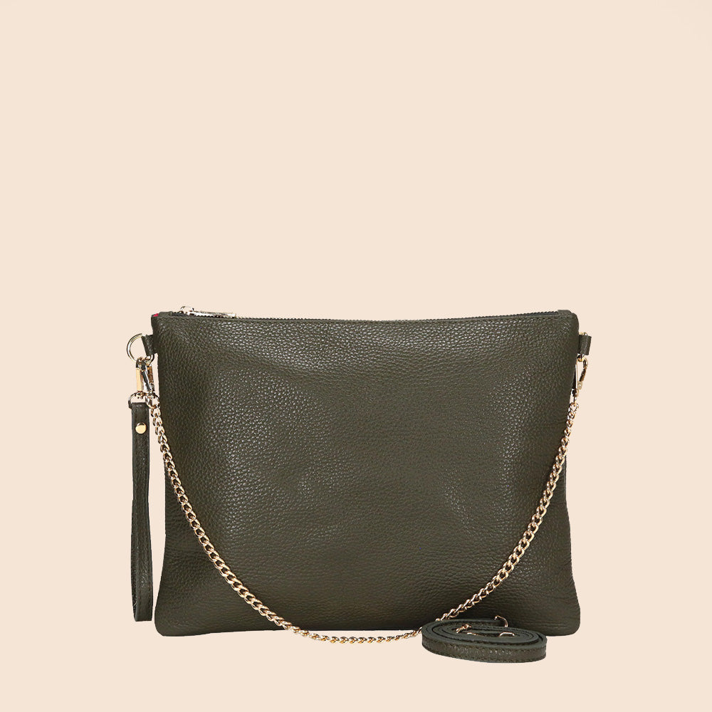 BORSA POCHETTE GRANDE RETTANGOLARE CLASSICA CON ZIP