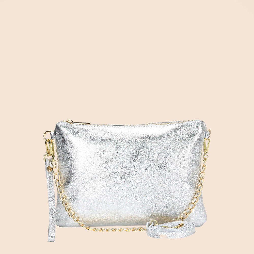 BORSA POCHETTE MEDIA RETTANGOLARE CLASSICA CON ZIP