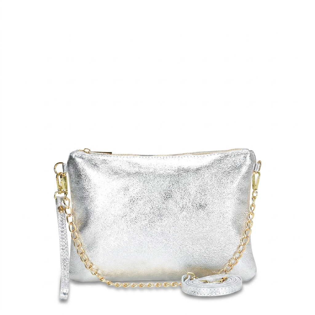 BORSA POCHETTE MEDIA RETTANGOLARE CLASSICA CON ZIP