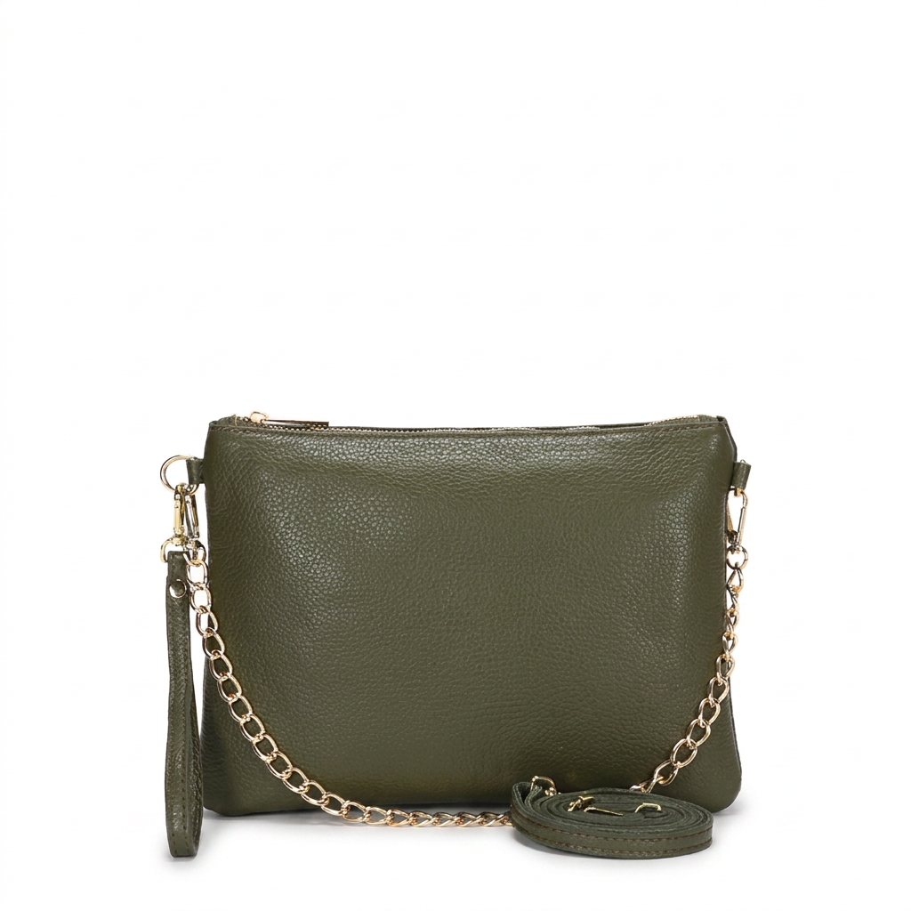 BORSA POCHETTE MEDIA RETTANGOLARE CLASSICA CON ZIP