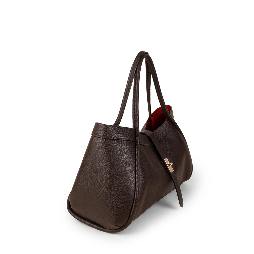 BORSA A SPALLA A TRAPEZIO CON CHIUSURA A GIRELLO