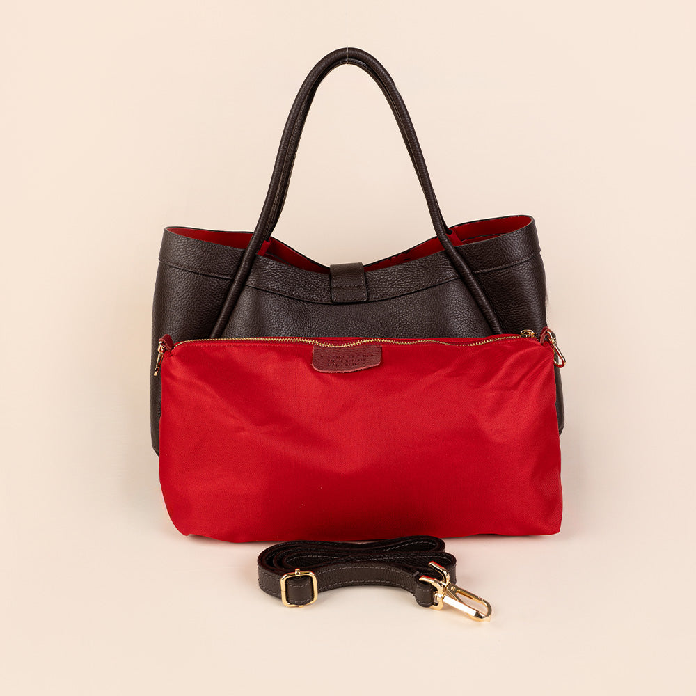 BORSA A SPALLA A TRAPEZIO CON CHIUSURA A GIRELLO