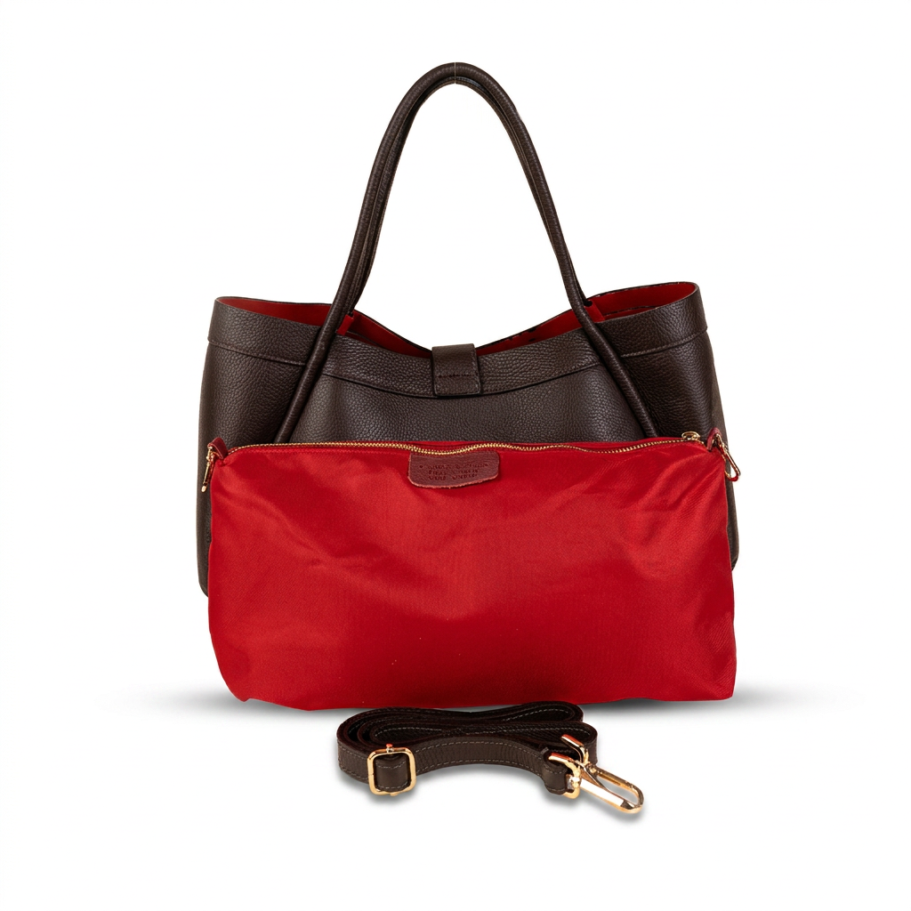 BORSA A SPALLA A TRAPEZIO CON CHIUSURA A GIRELLO