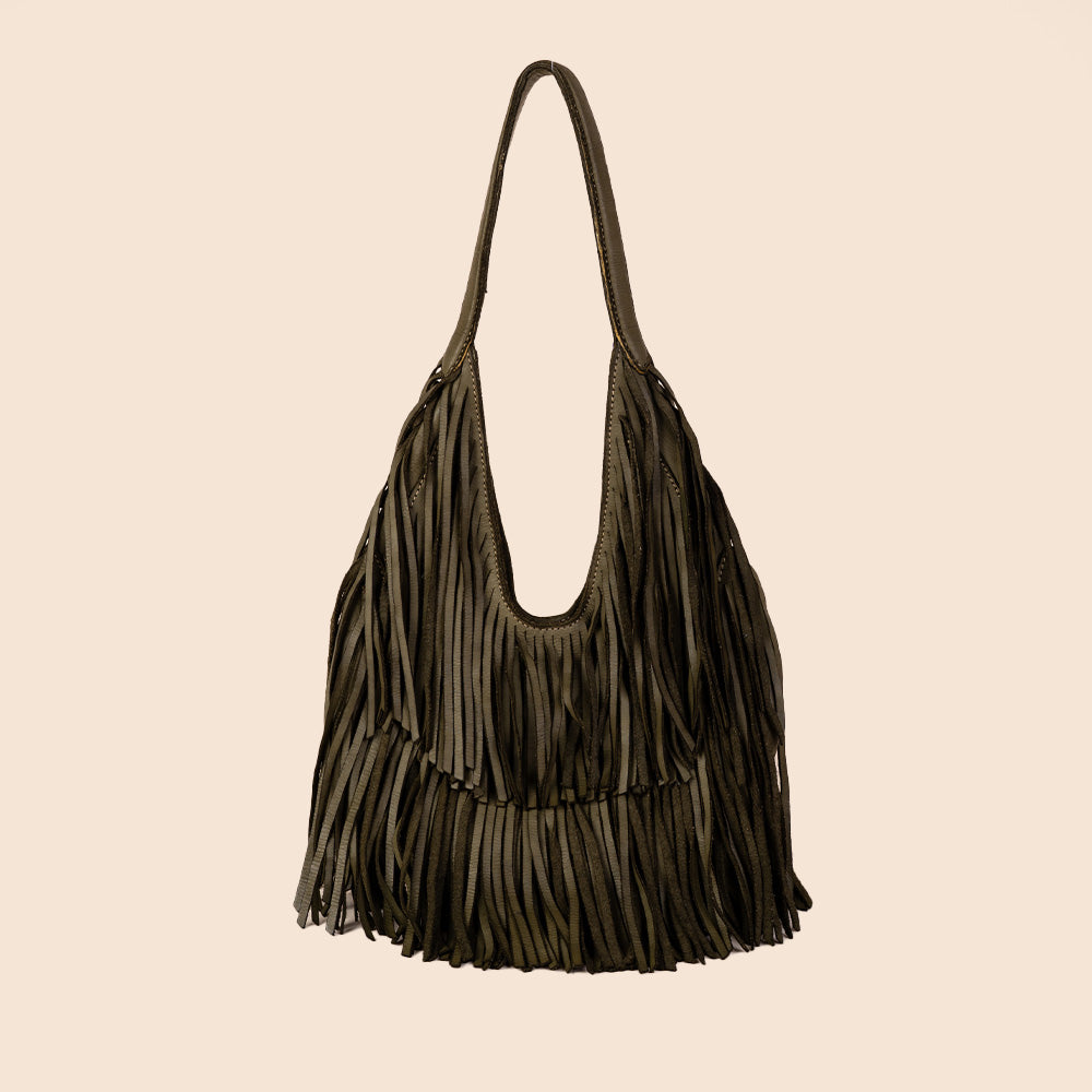 BORSA A SPALLA PICCOLA CON FRANGE