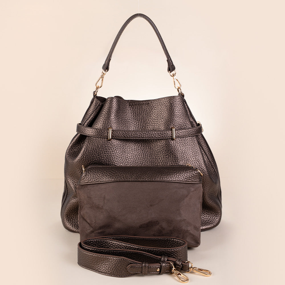 BORSA A MANO CON CHIUSURA A CINTA TRACOLLA E SVUOTA BORSA