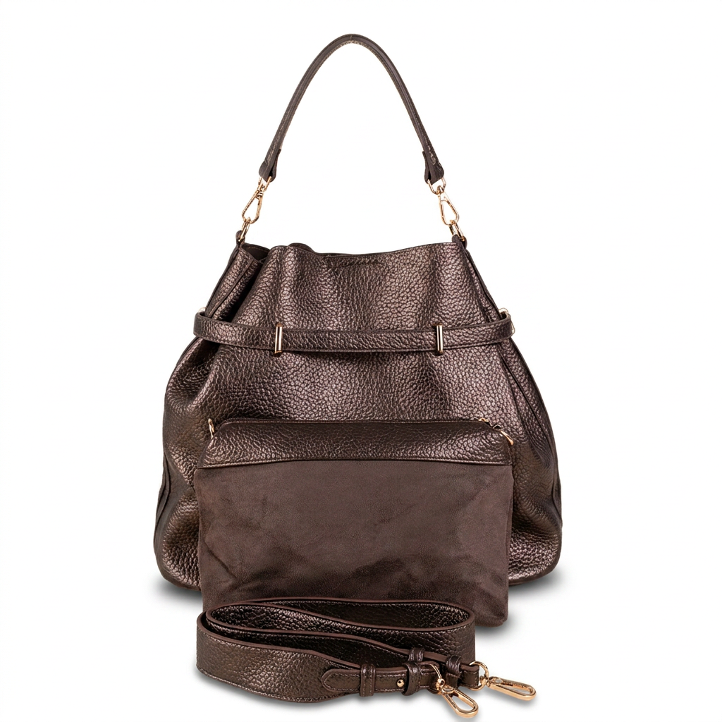 BORSA A MANO CON CHIUSURA A CINTA TRACOLLA E SVUOTA BORSA
