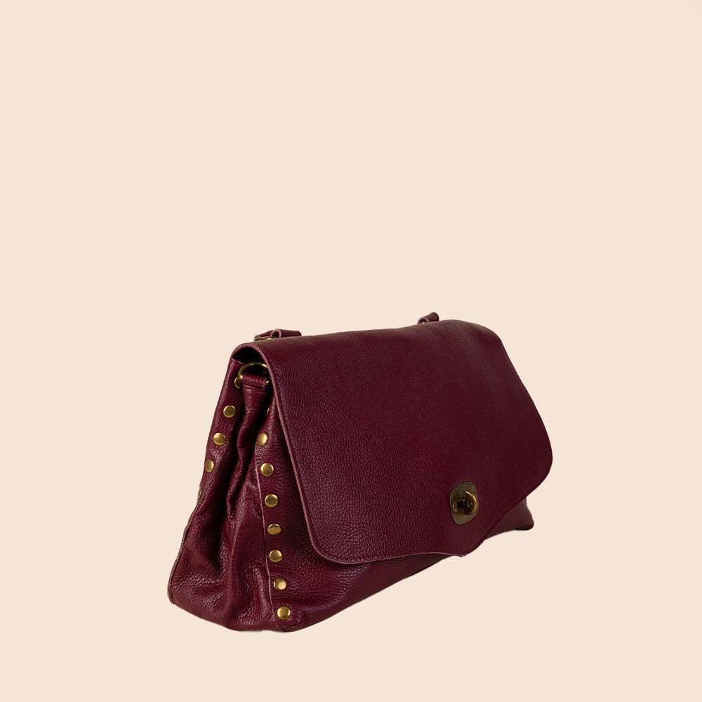 POSTMAN STYLE SHOULDER BAG WITH SIDE STUDS
