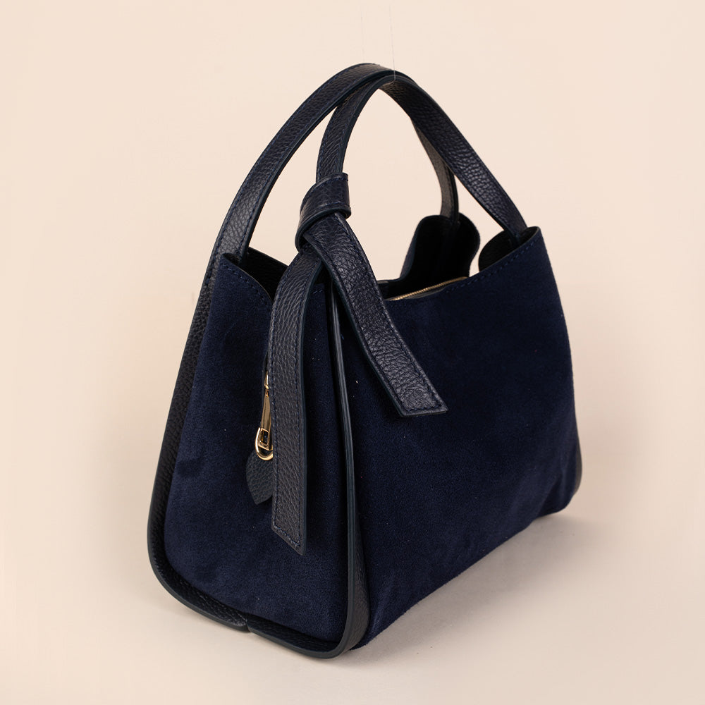 BORSA A MANO SCAMOSCIATA CON TRE SCOMPARTI INTERNI E TRACOLLA