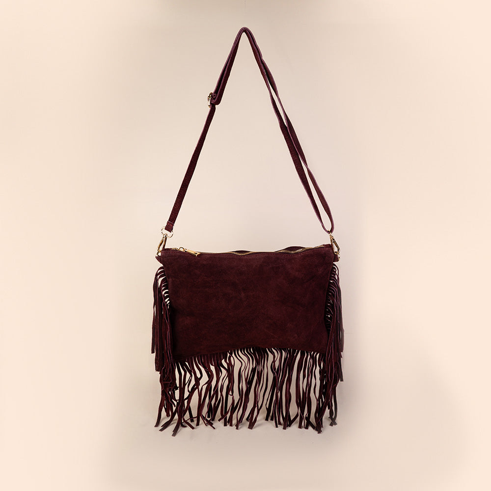 BORSA A TRACOLLA RETTANGOLARE CON FRANGE