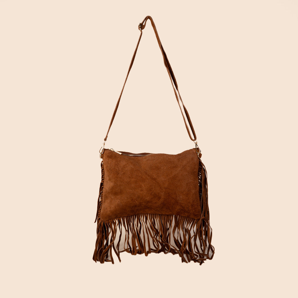 BORSA A TRACOLLA RETTANGOLARE CON FRANGE