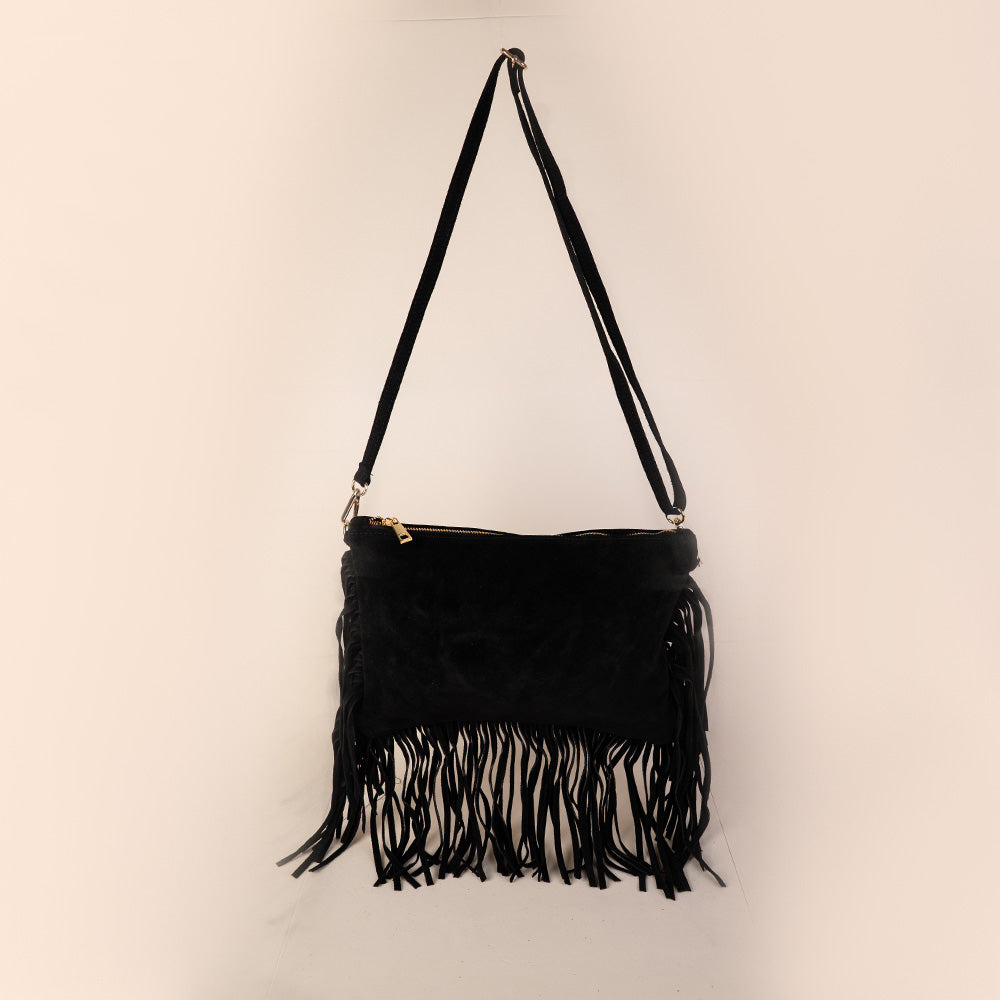 BORSA A TRACOLLA RETTANGOLARE CON FRANGE