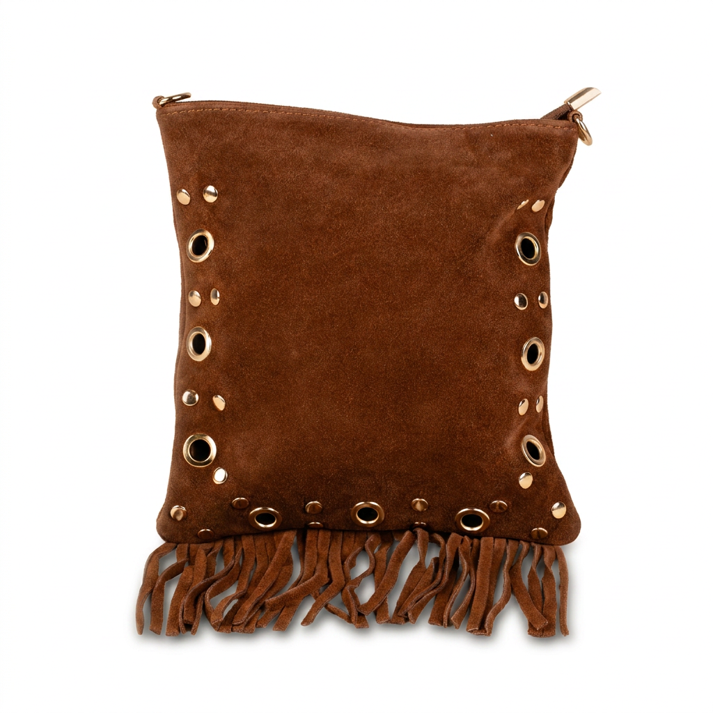 BORSA A TRACOLLA CON FRANGE E BORCHIE
