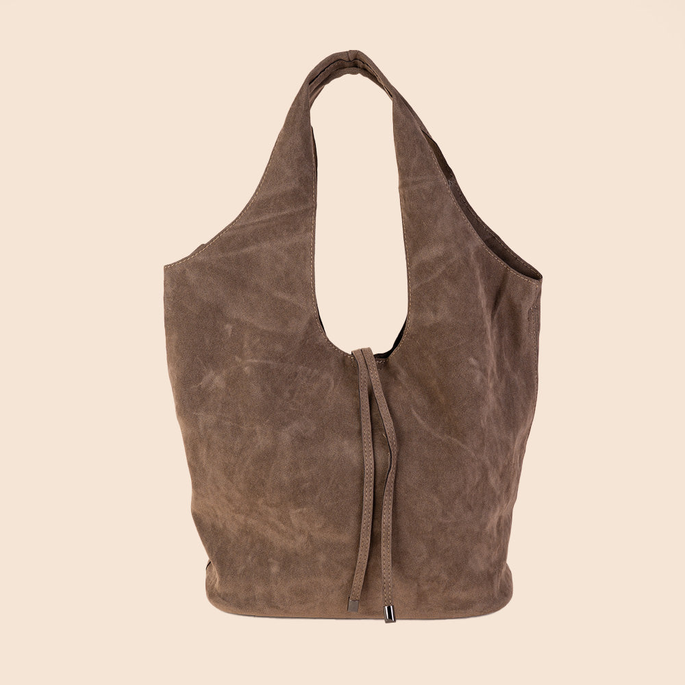 BORSA A SPALLA ECO CAMOSCIO CON SVUOTA BORSA , LACCI E TRACOLLA