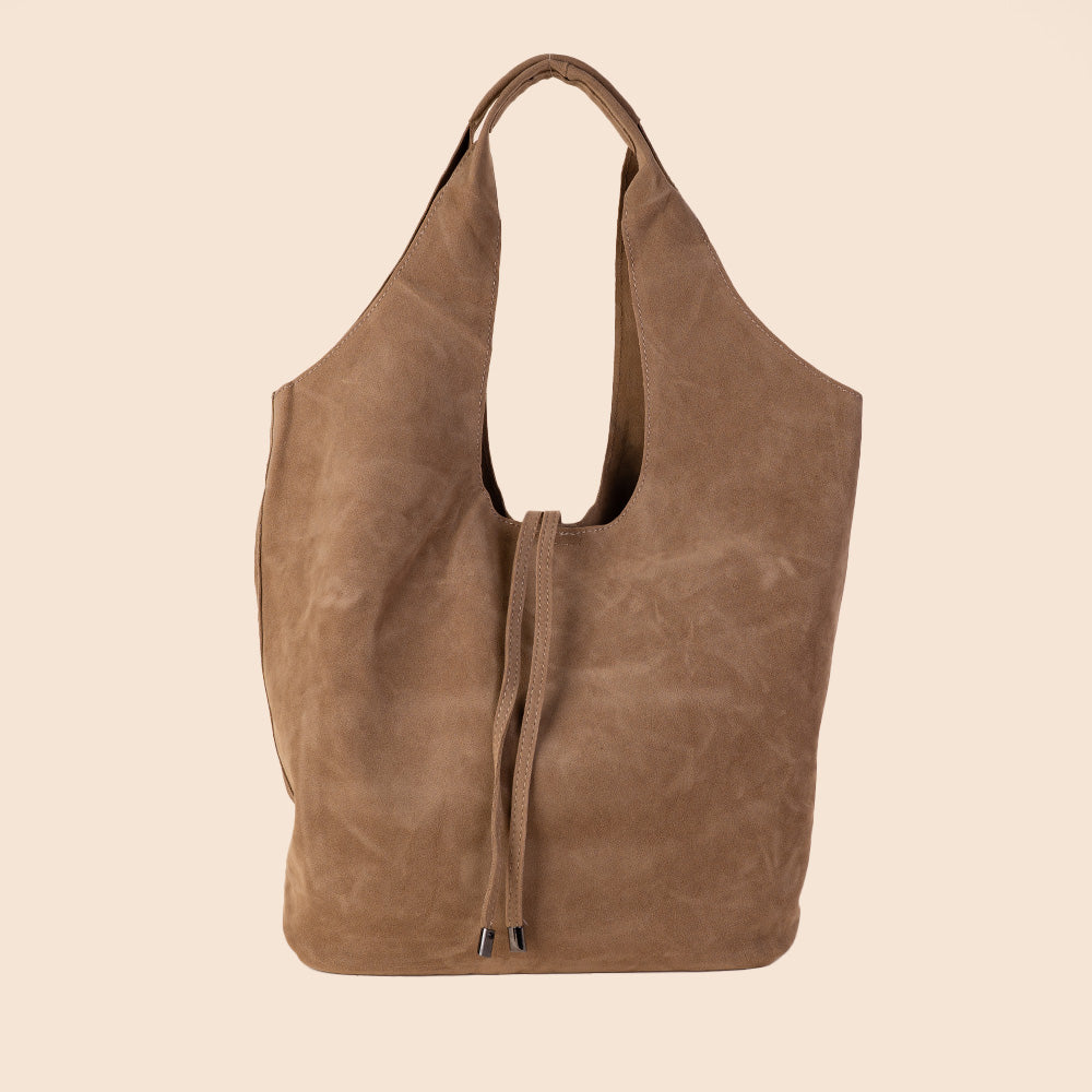 BORSA A SPALLA ECO CAMOSCIO CON SVUOTA BORSA , LACCI E TRACOLLA