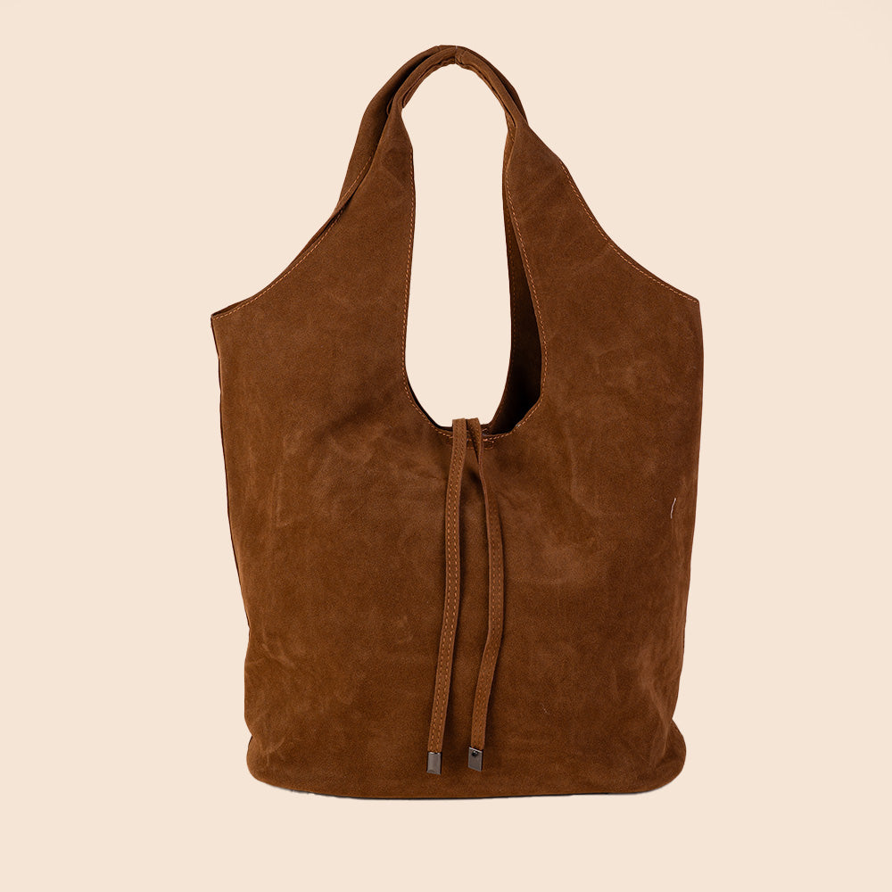 BORSA A SPALLA ECO CAMOSCIO CON SVUOTA BORSA , LACCI E TRACOLLA