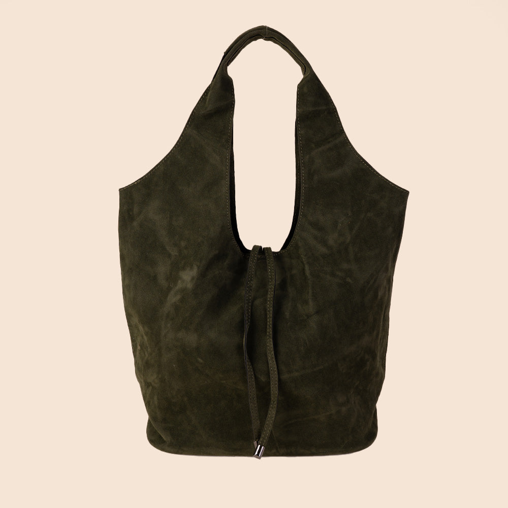 BORSA A SPALLA ECO CAMOSCIO CON SVUOTA BORSA , LACCI E TRACOLLA