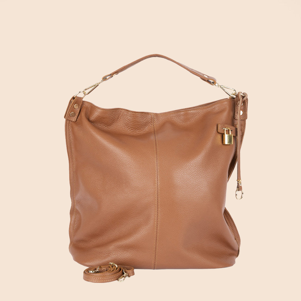 BORSA A SPALLA CON TASCA CON ZIP E LUCCHETTO CON CHIAVE