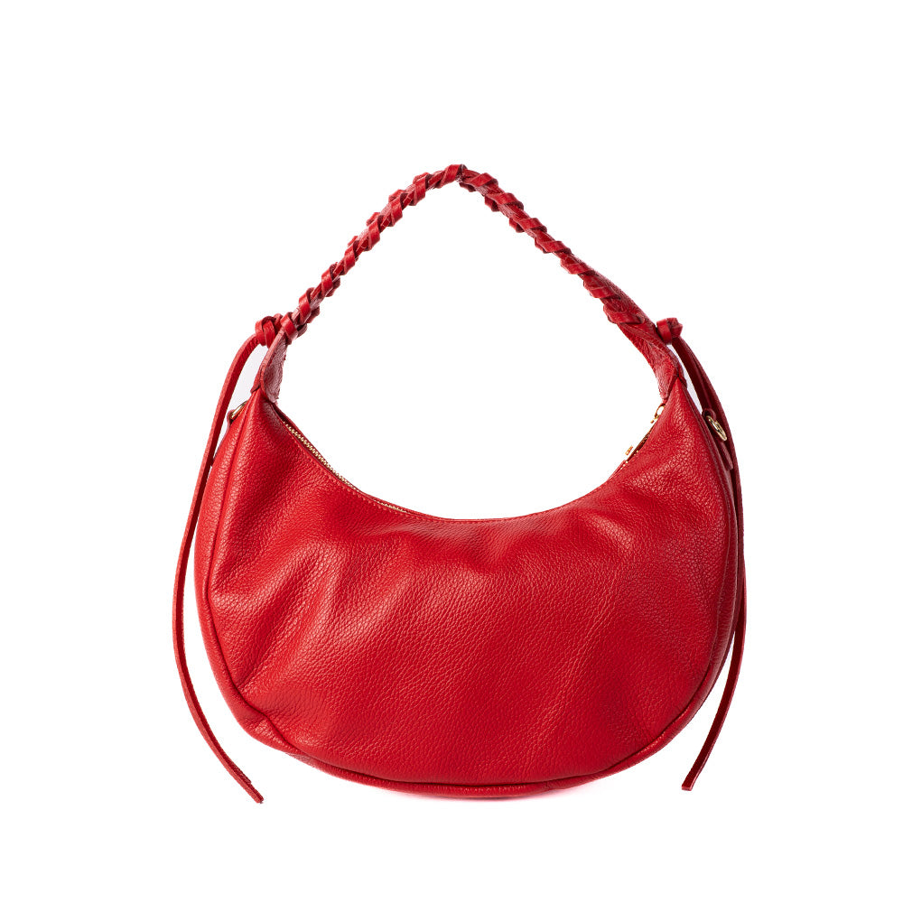 HALF MOON SHOULDER BAG WITH BRAIDED HANDLE
