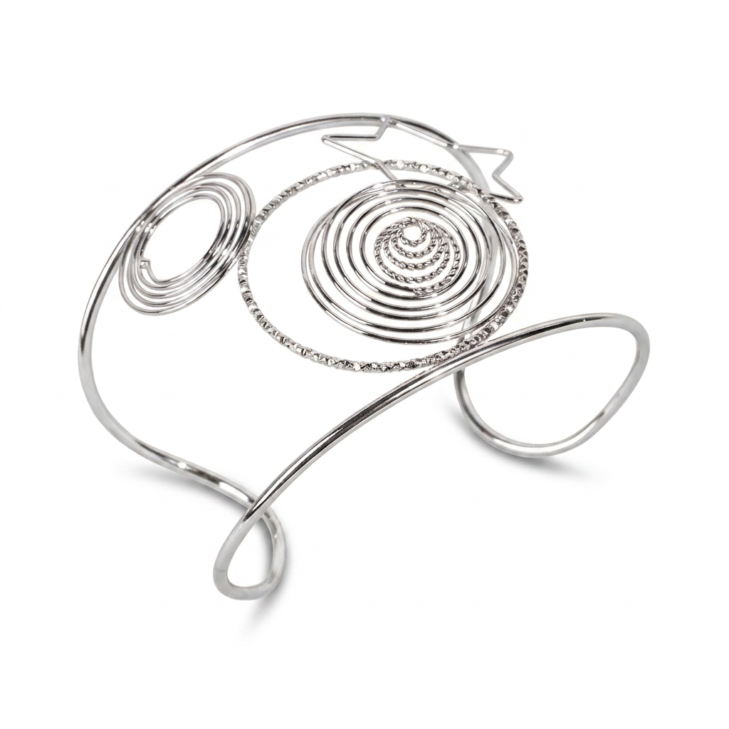 RIGID BAND BRACELET WITH SPIRALS AND A STAR