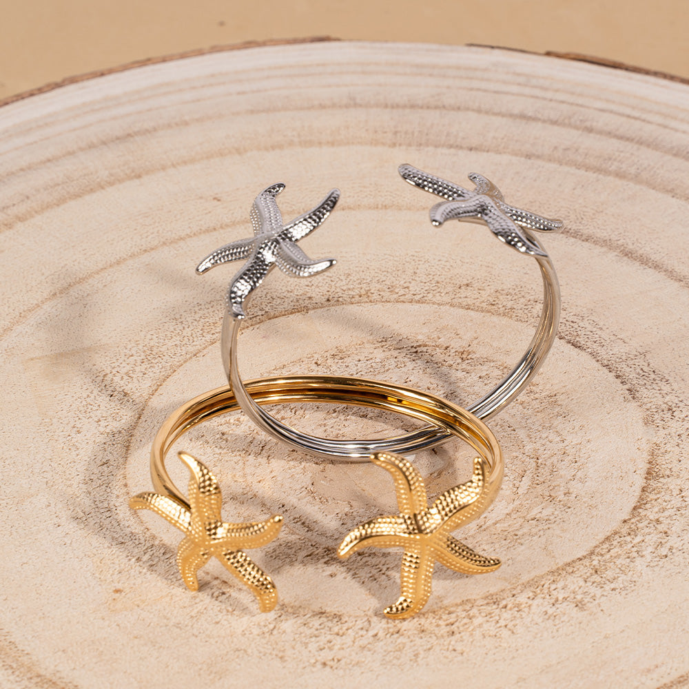 BRACCIALE RIGIDO APERTO CON DOPPIA STELLA MARINA