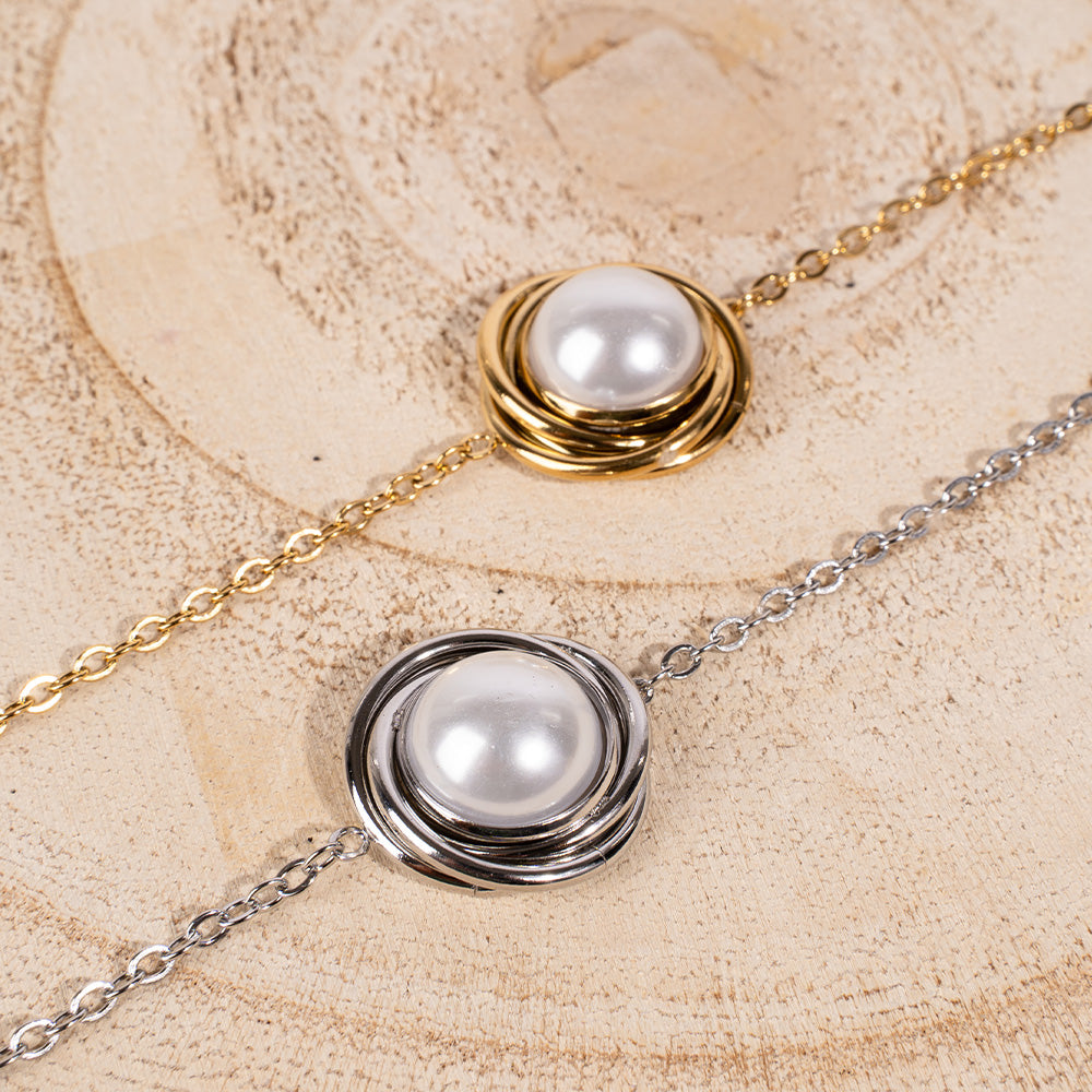 BRACCIALE CON DECORAZIONE CIRCOLARE E PERLA
