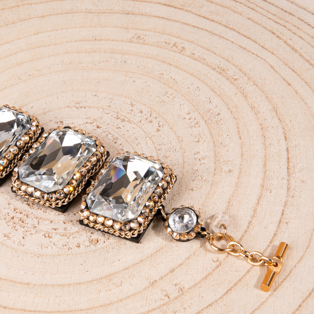 BRACCIALE CON CRISTALLI RETTANGOLARI GRANDI
