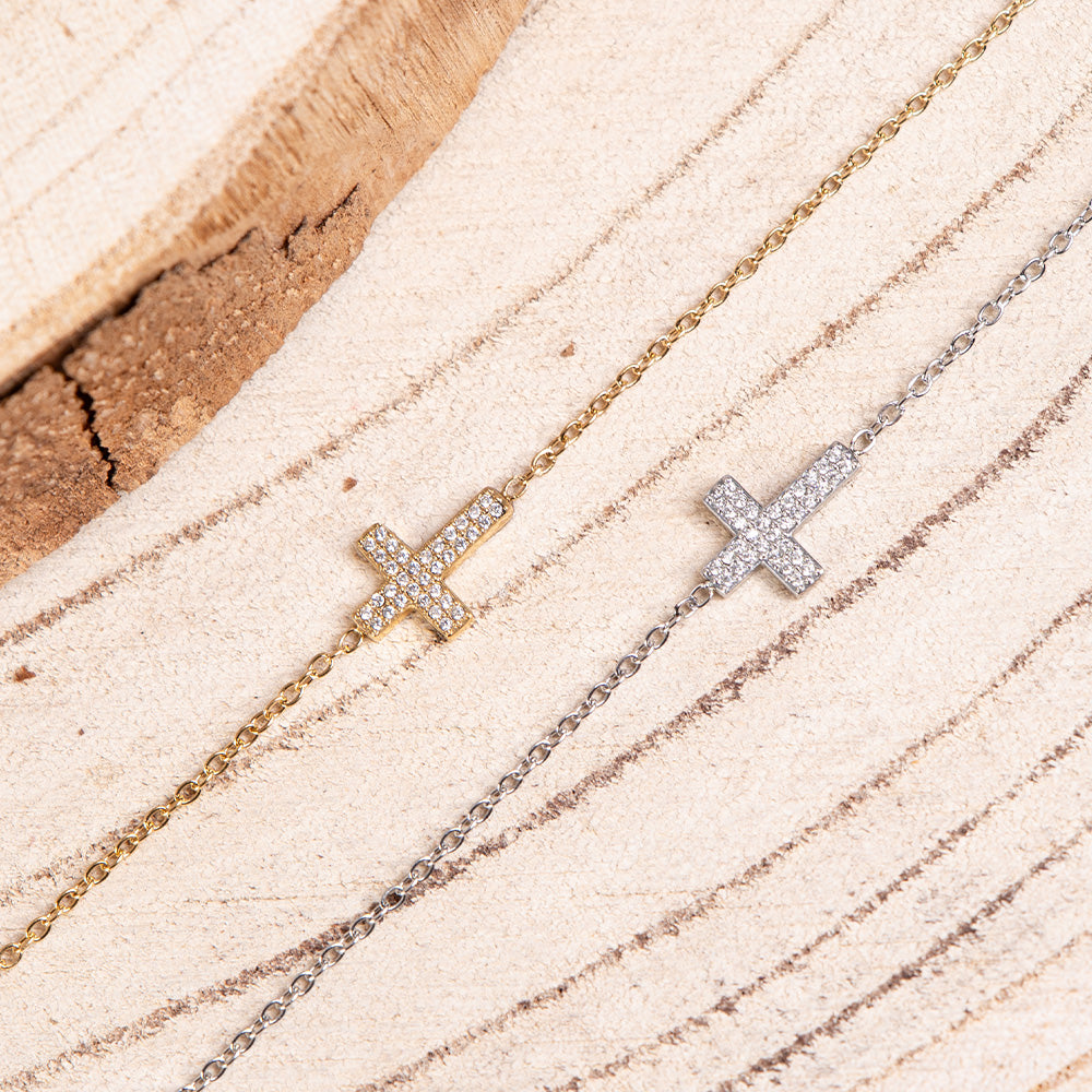 BRACCIALE FINO CON CROCE CON STRASS
