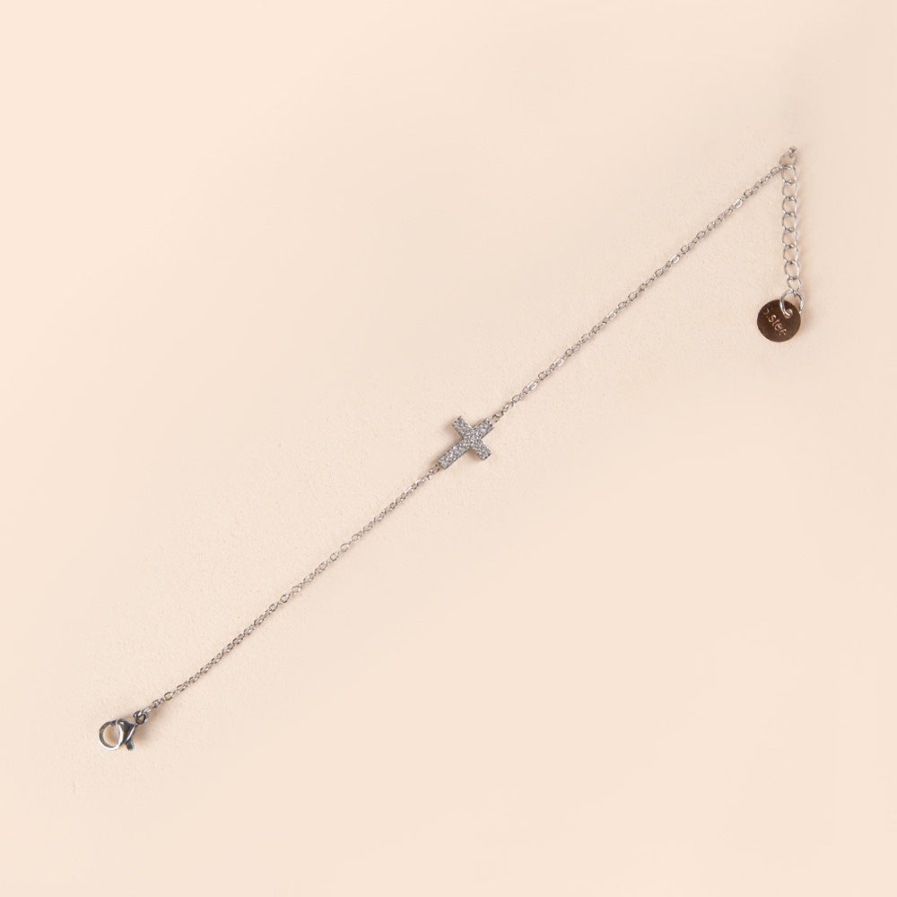 BRACCIALE FINO CON CROCE CON STRASS