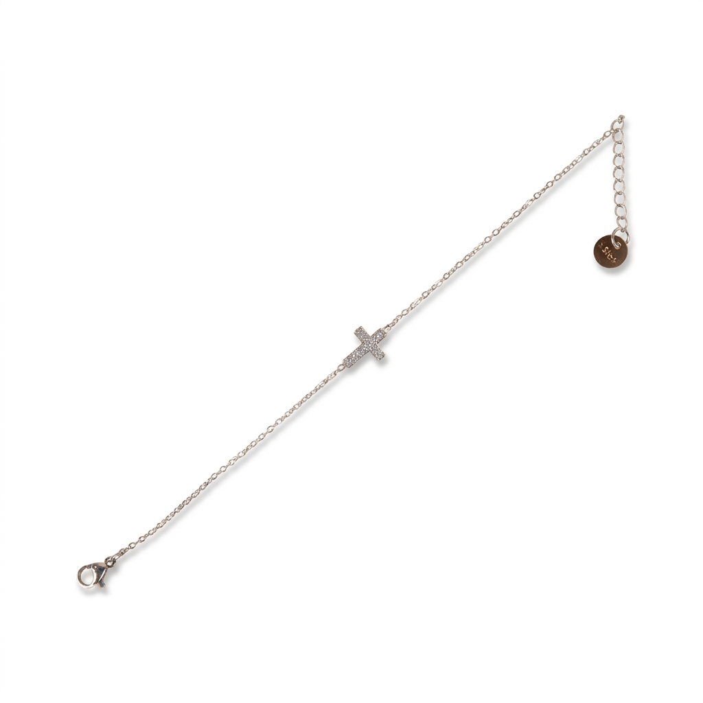 BRACCIALE FINO CON CROCE CON STRASS