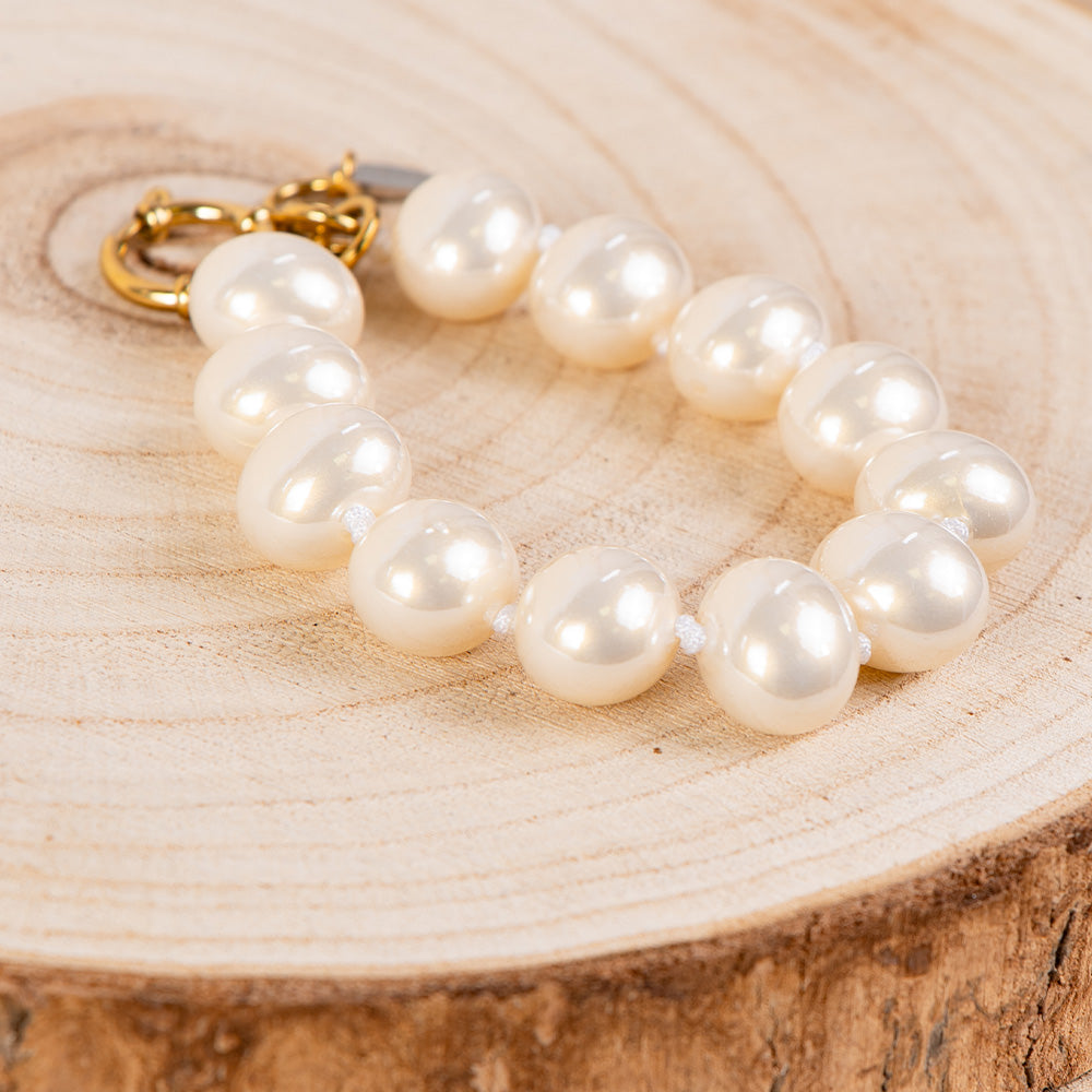 BRACCIALE CON PERLE LUCIDE OVALI