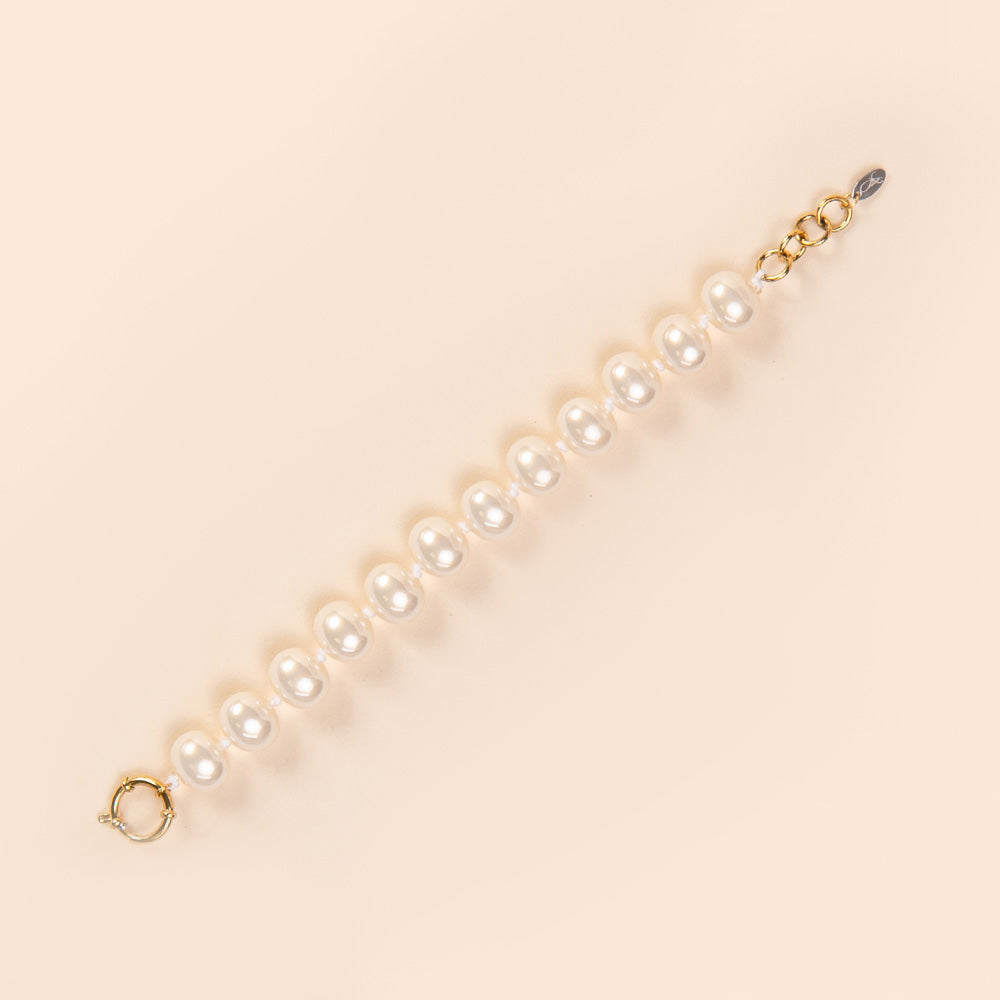 BRACCIALE CON PERLE LUCIDE OVALI