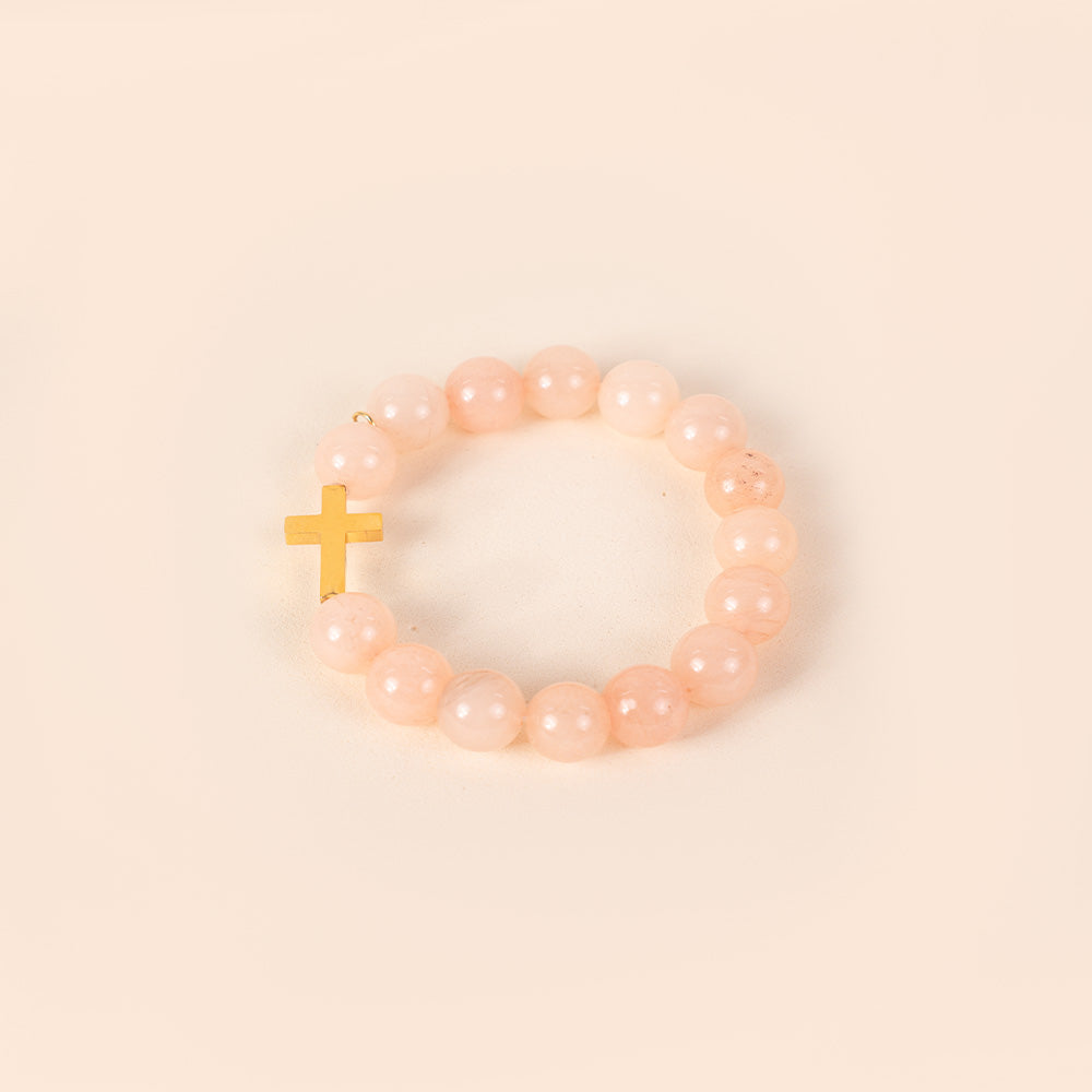 BRACCIALE ELASTICO CON PIETRE COLORATE E CROCE TRASVERSALE