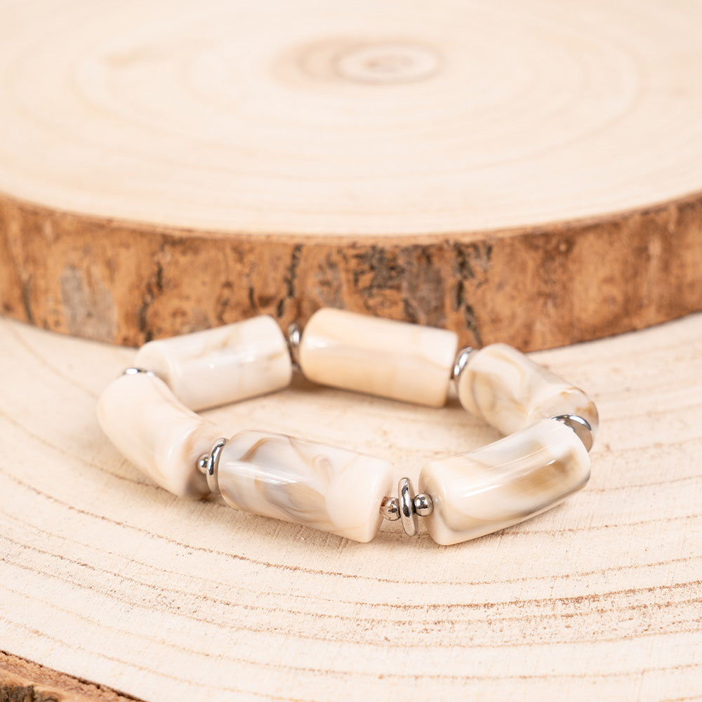 BRACCIALE ELASTICO CON PIETRE A CILINDRO