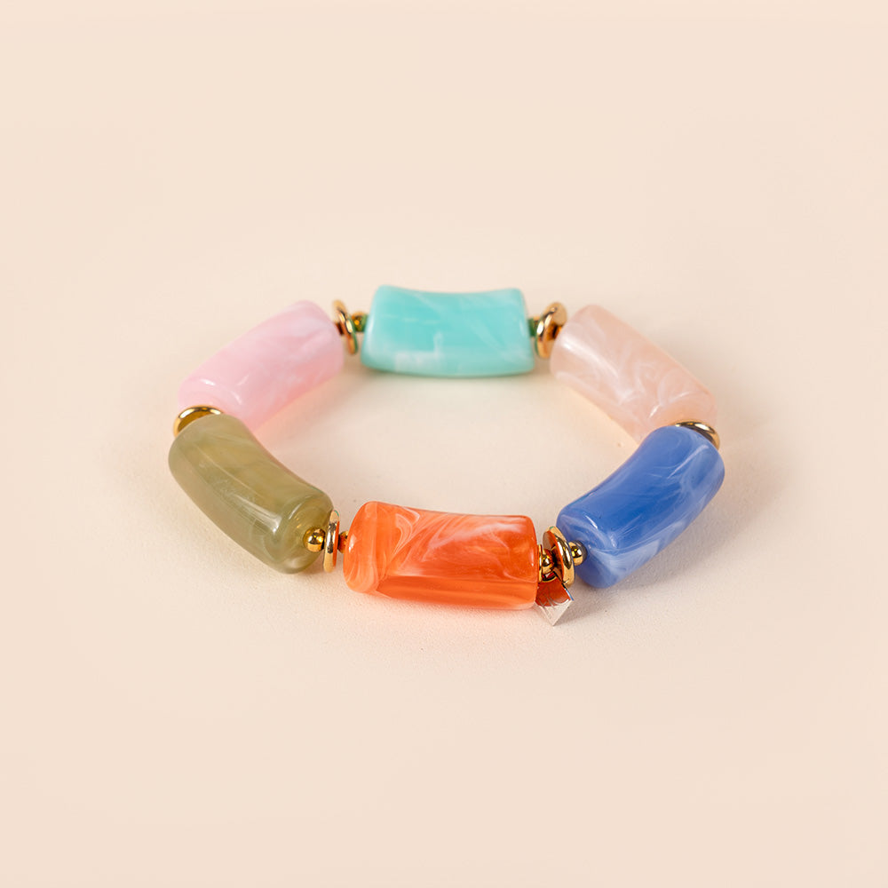 BRACCIALE ELASTICO CON PIETRE A CILINDRO